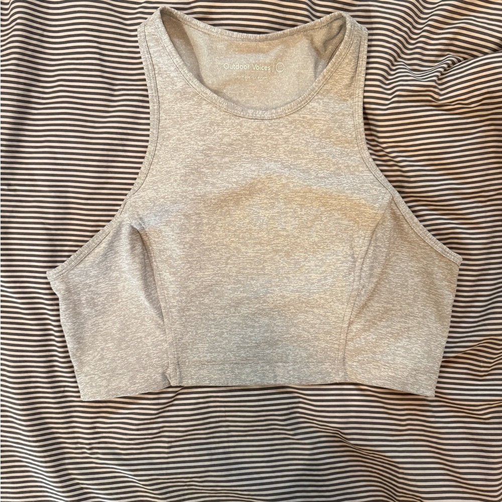 Outdoor Voices Grey Athena Crop Too Sports Bra